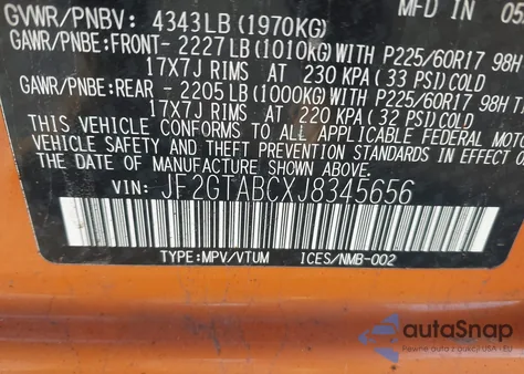 2018 Subaru Crosstrek 2.0I Premium from USA, damaged, VIN JF2GTABCXJ8345656